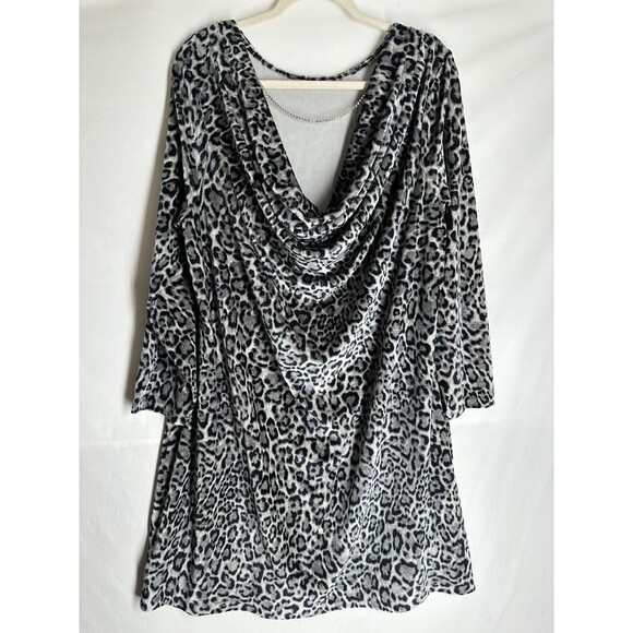 NWT Michael Kors Malachitery Velvet Cheetah Sheath Dress Chain Boat Neck Size 2X - Picture 9 of 14